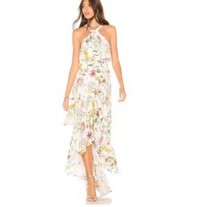 NWT Parker Fillipa Silk Ruffle Maxi Dress in Sangria Floral Size 2